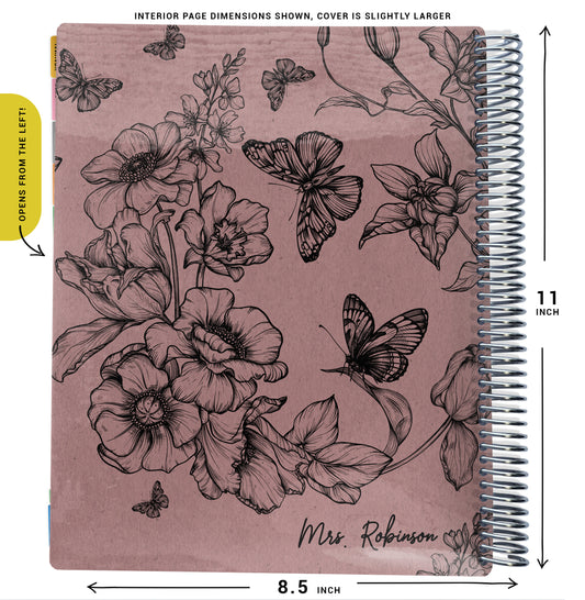 Left Hand Teacher Checklist Planner - Butterfly Floral