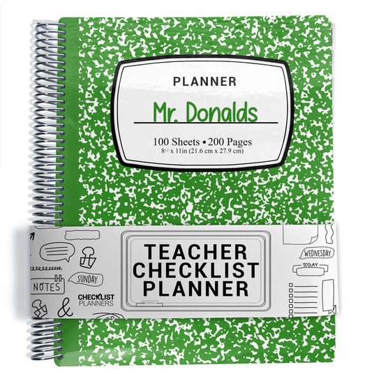 Teacher Checklist Planner - Green Composition