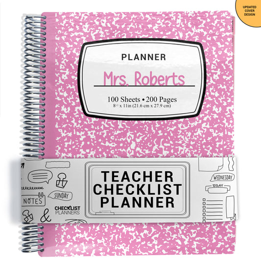 Teacher Checklist Planner - Pink Composition
