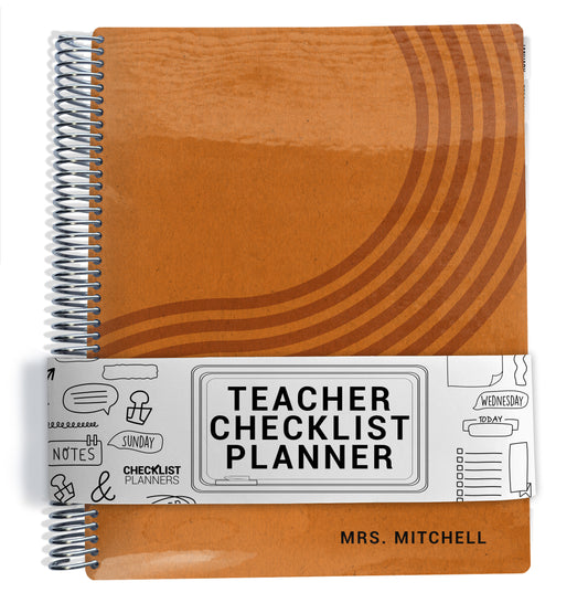 auburn orange wavy lines pattern on planner Notebook with spiral binding