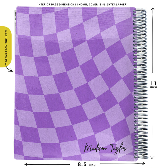 Left Hand Checklist Planner - Purple Wavy Checker