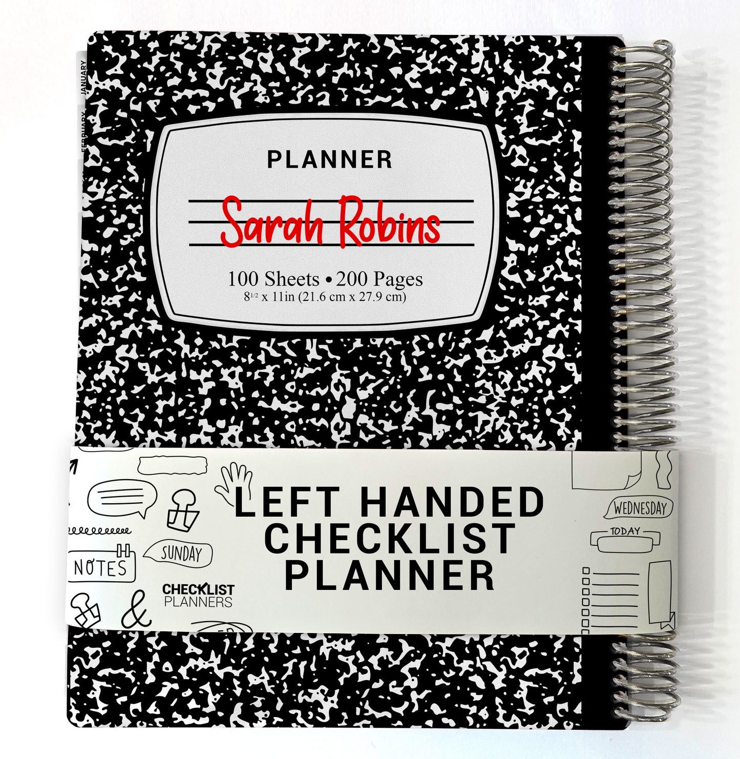 Left Hand Checklist Planner - Black Composition