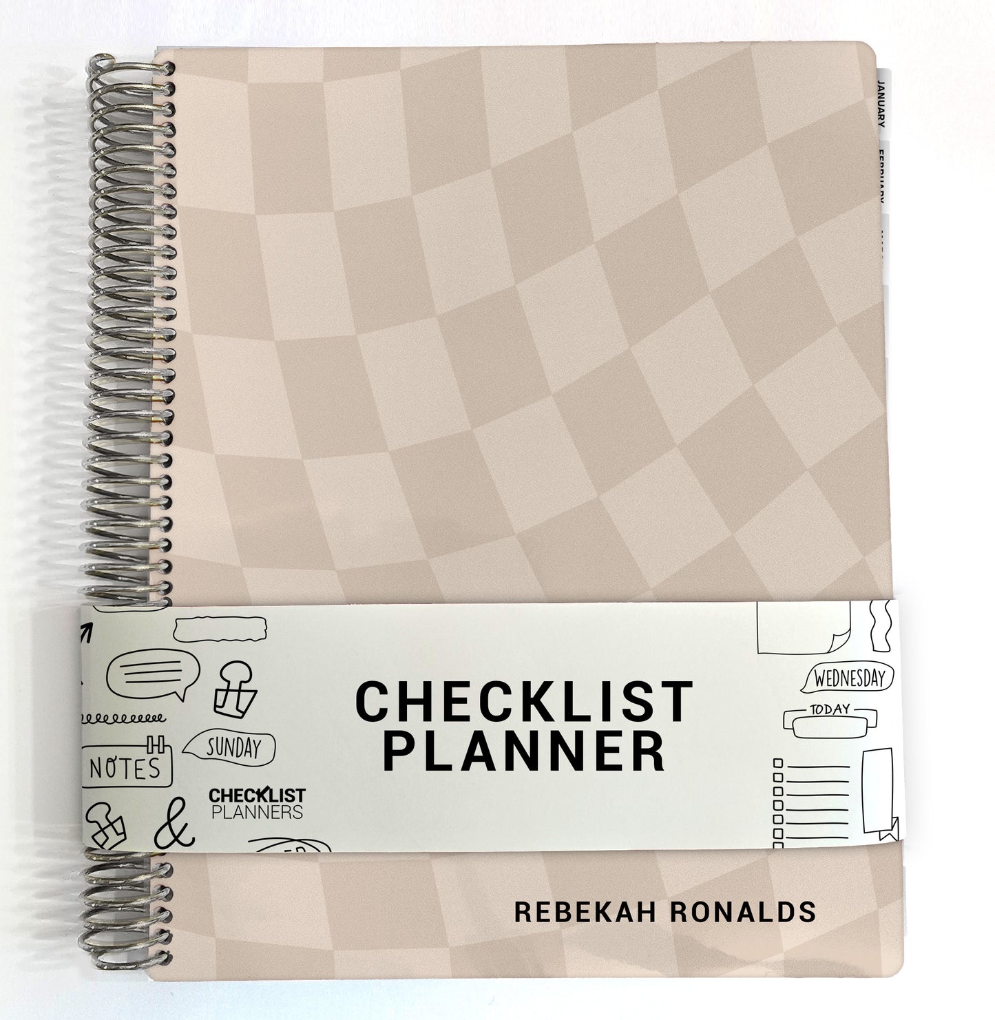 Checklist Planner - Tan Wavy Checker