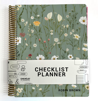 Checklist Planner - Green Wildflowers