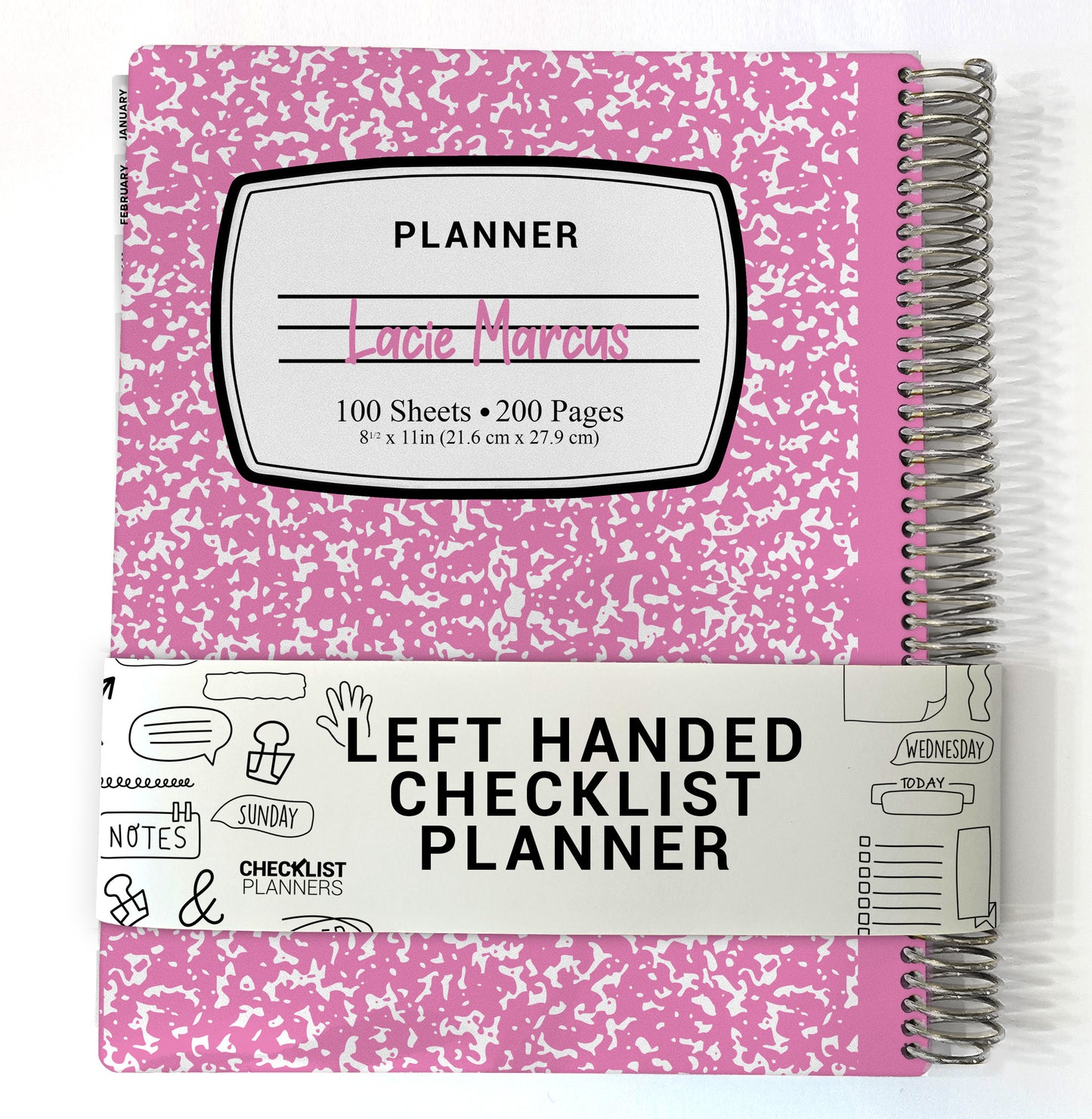 Left Hand Checklist Planner - Pink Composition