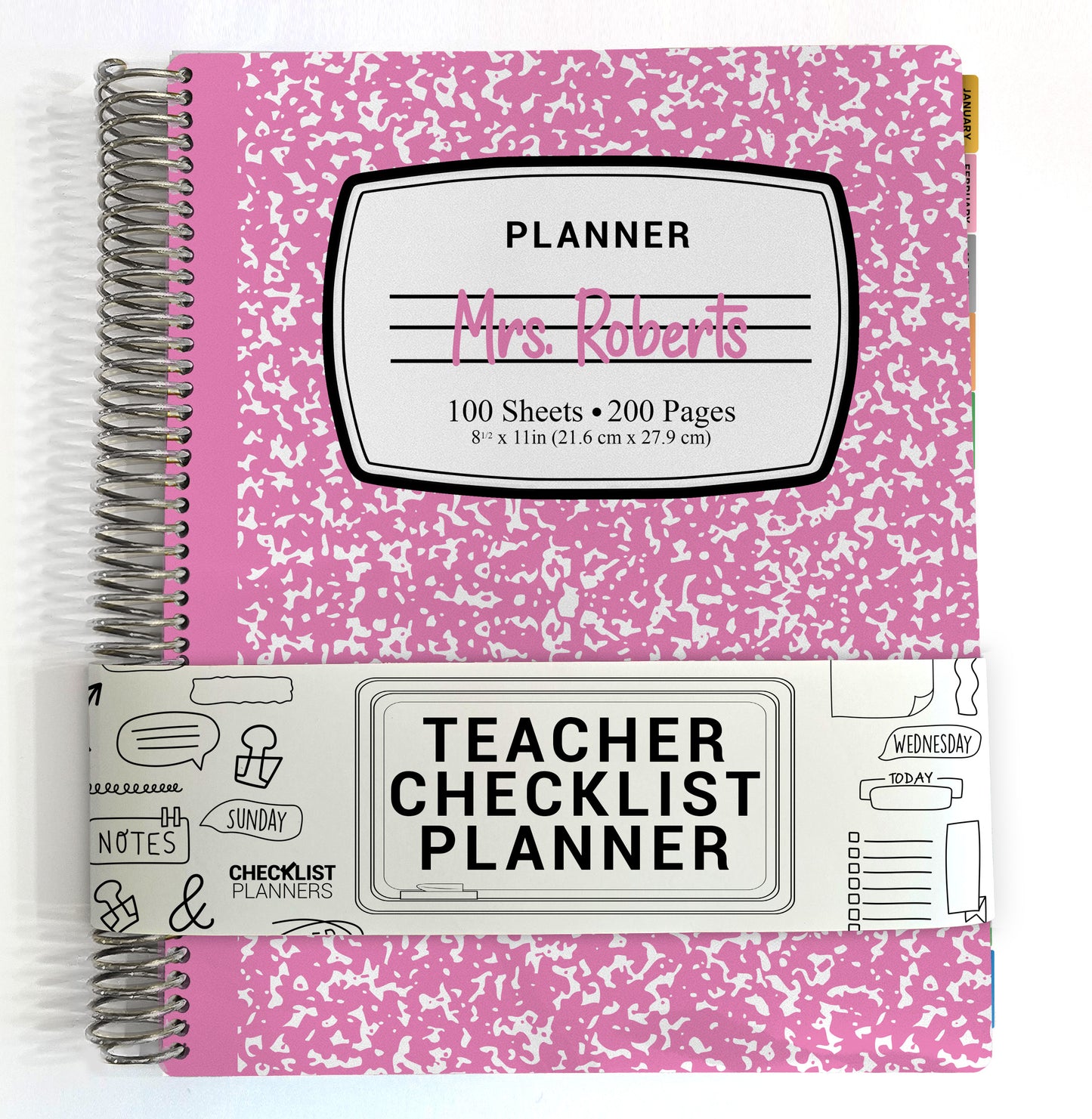 Teacher Checklist Planner - Pink Composition