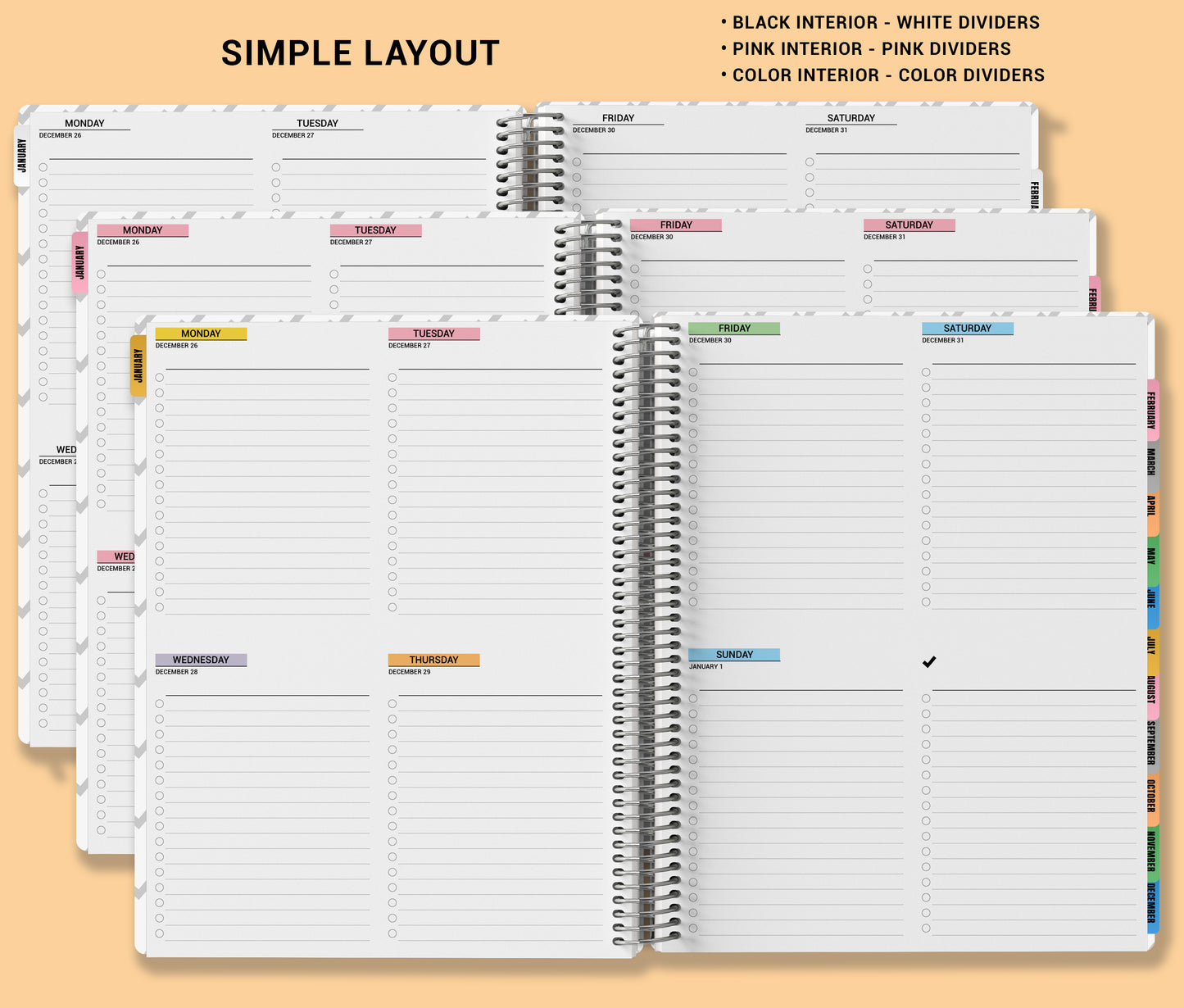 Checklist Planner - Tan Wavy Checker