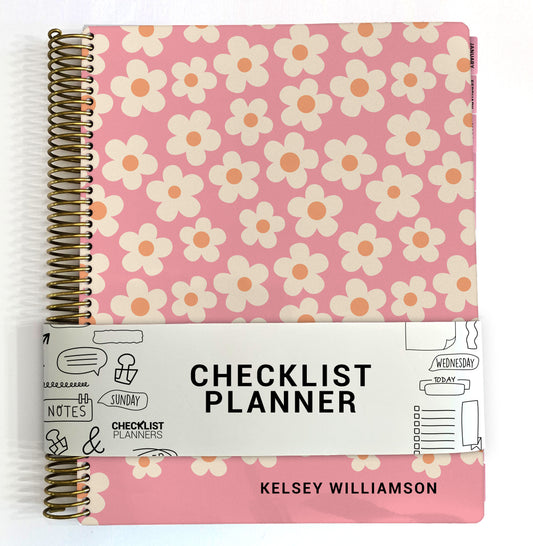 Checklist Planner - Retro Pink Flowers