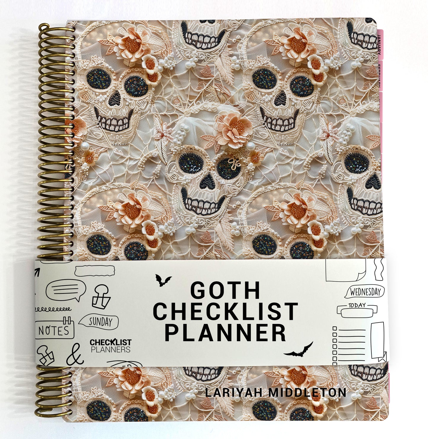 Goth Checklist Planner - Pearly Skulls