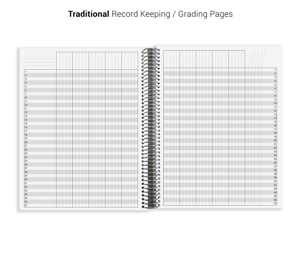 The image is a traditional record keeping orgrading page, which is a page in a notebook or binder used to record and grade assignments or tasks.
