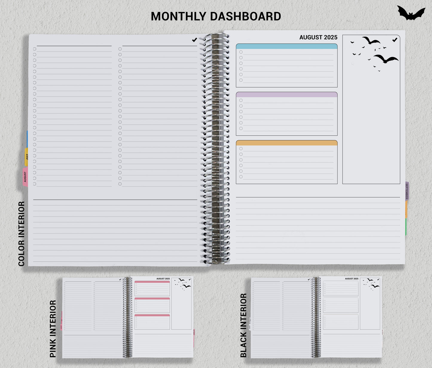 a spiral bound planner with the month and month numbers on it