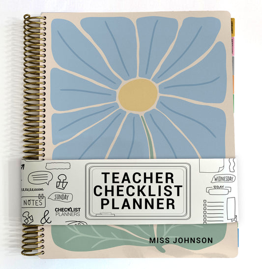 Teacher Checklist Planner - Blue Flower