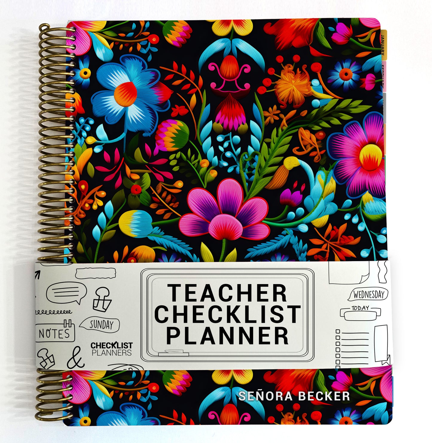 Teacher Checklist Planner - Mexican Flowers