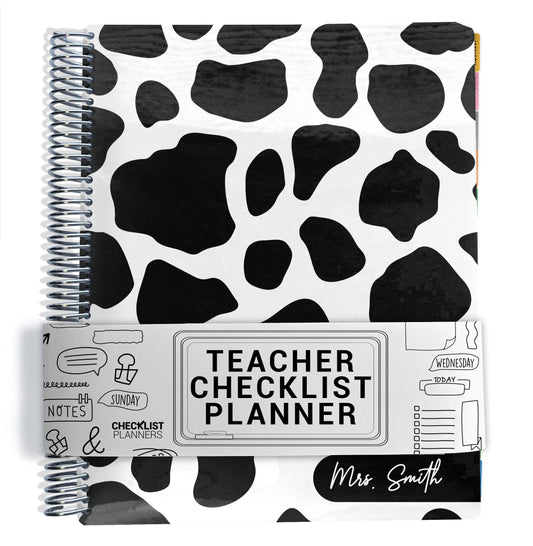 Teacher Checklist Planner - Cow Print