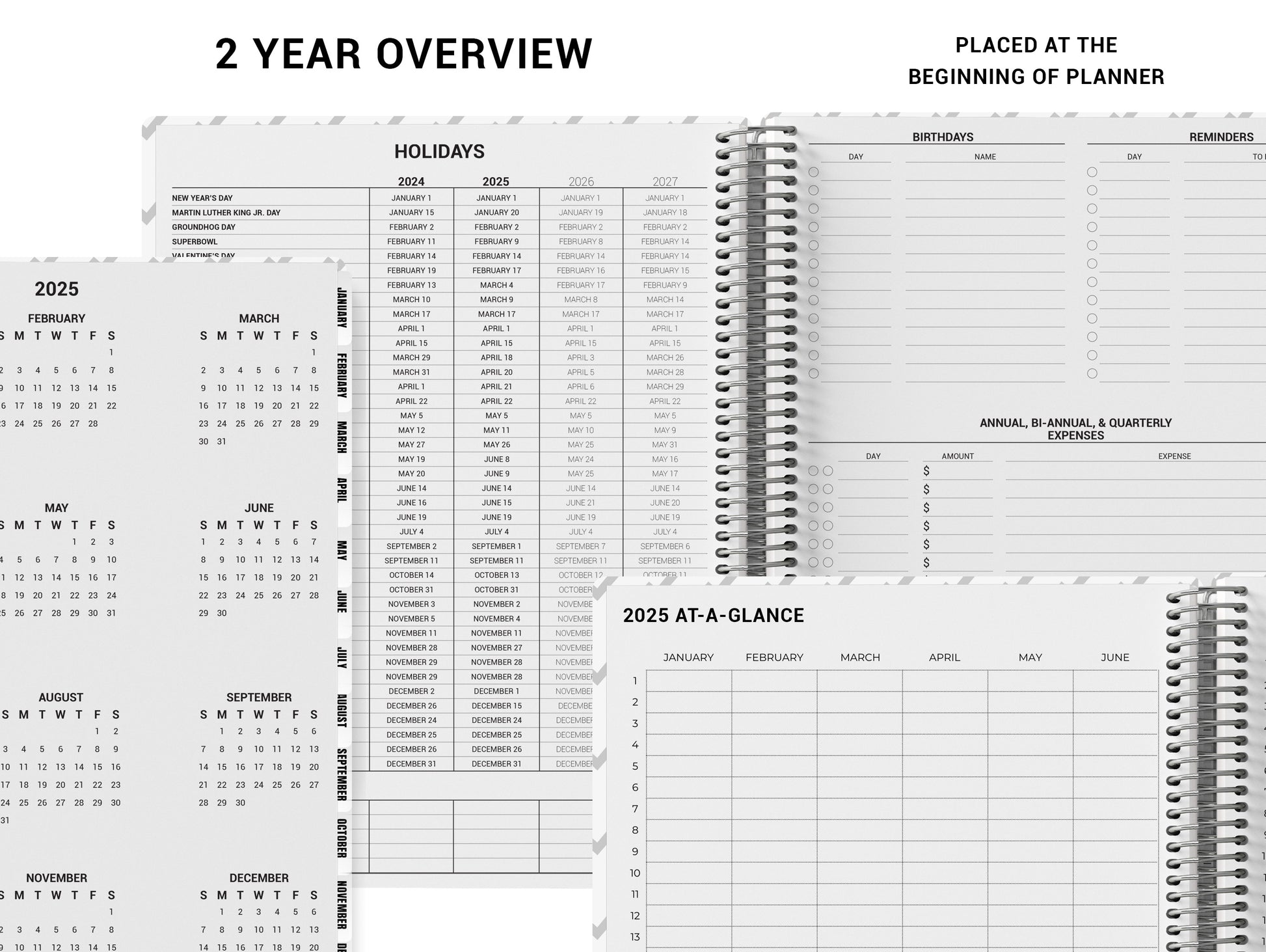 a spiral bound planner with two year over view