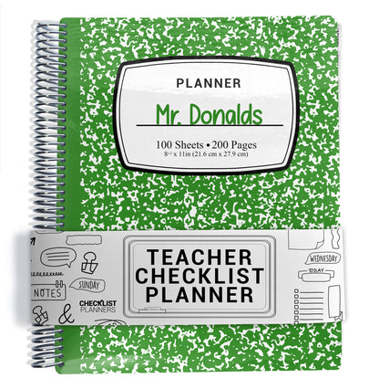 Teacher Checklist Planner - Green Composition