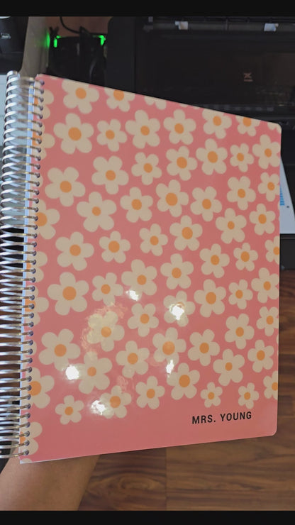 Teacher Checklist Planner - Retro Pink Flowers