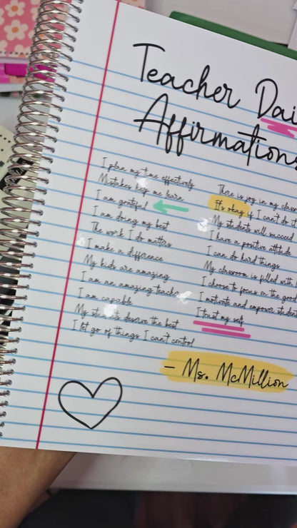 Teacher Checklist Planner - Daily Affirmations