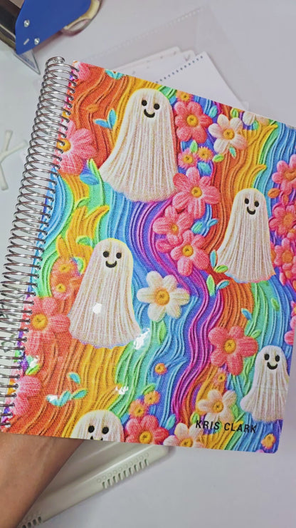 Goth Checklist Planner - Trippy Ghost Rainbow Garden