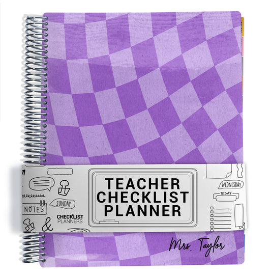 Teacher Checklist Planner - Purple Wavy